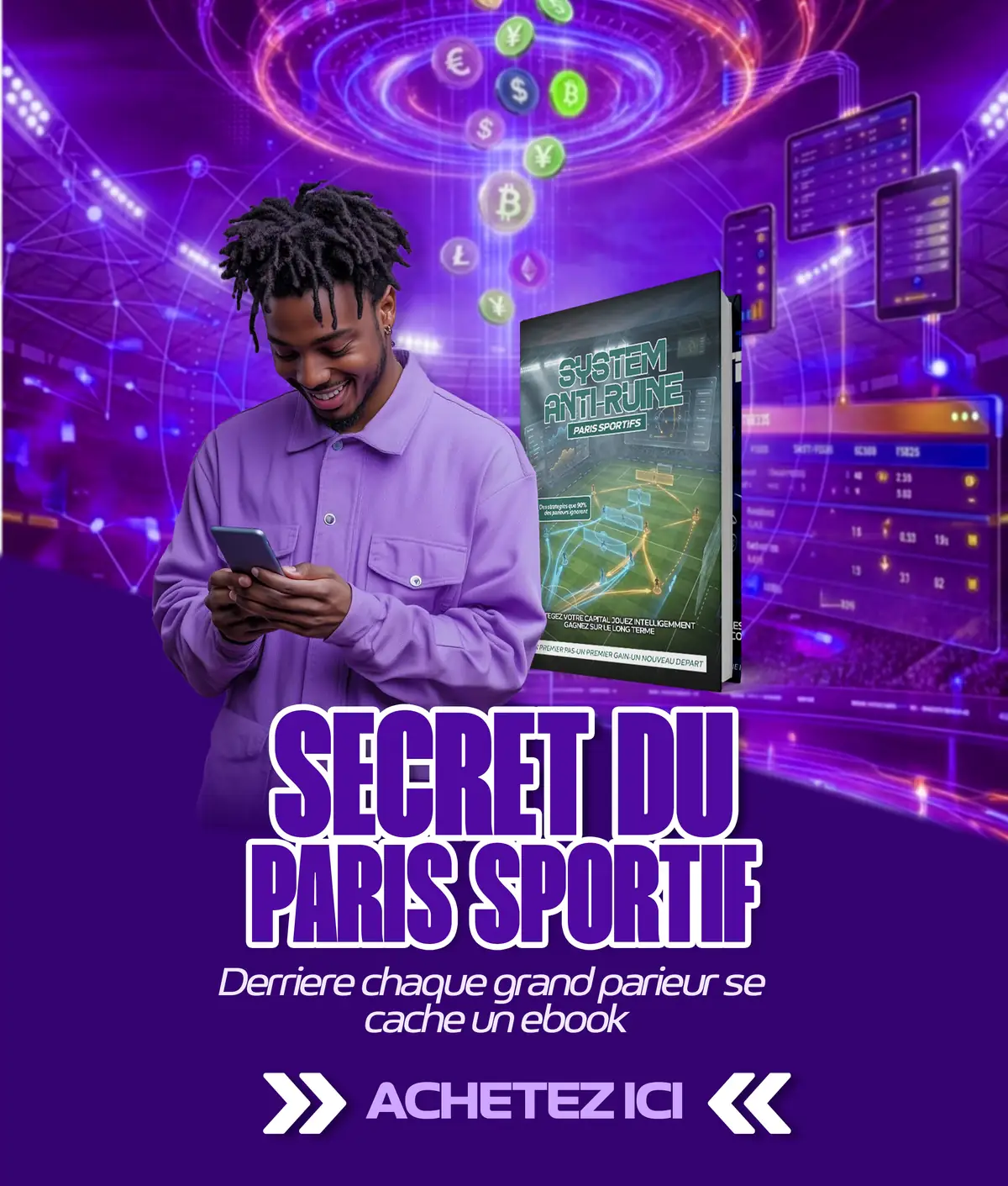Flyer de l'ebook STOP AUX PERTES — Système Antiruine : la couverture violette du guide de gestion du risque, présentée par son auteur.